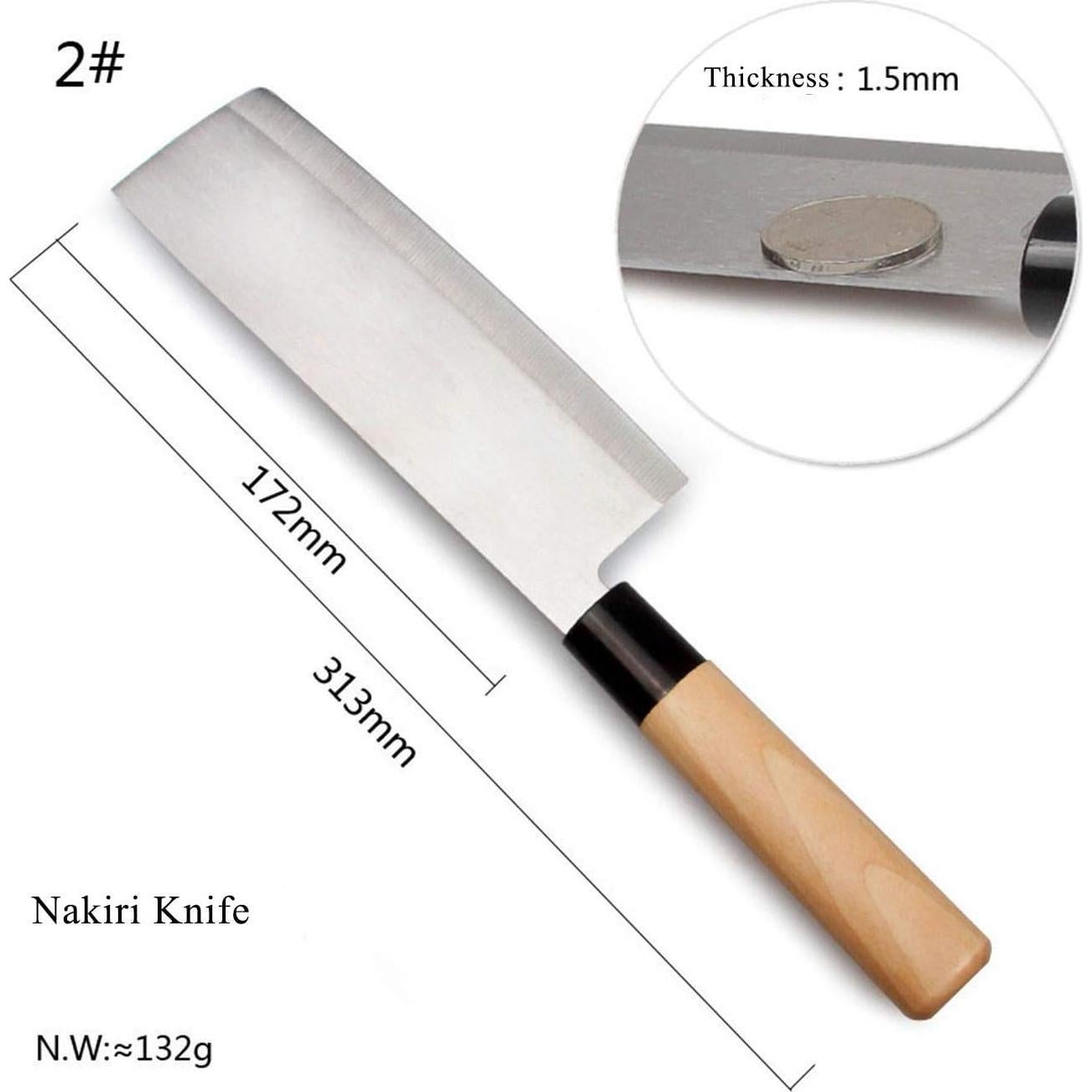 Set de 5 Cuchillos de Chef Waterboss - Sashimi, Santoku, Nakiri, Deba