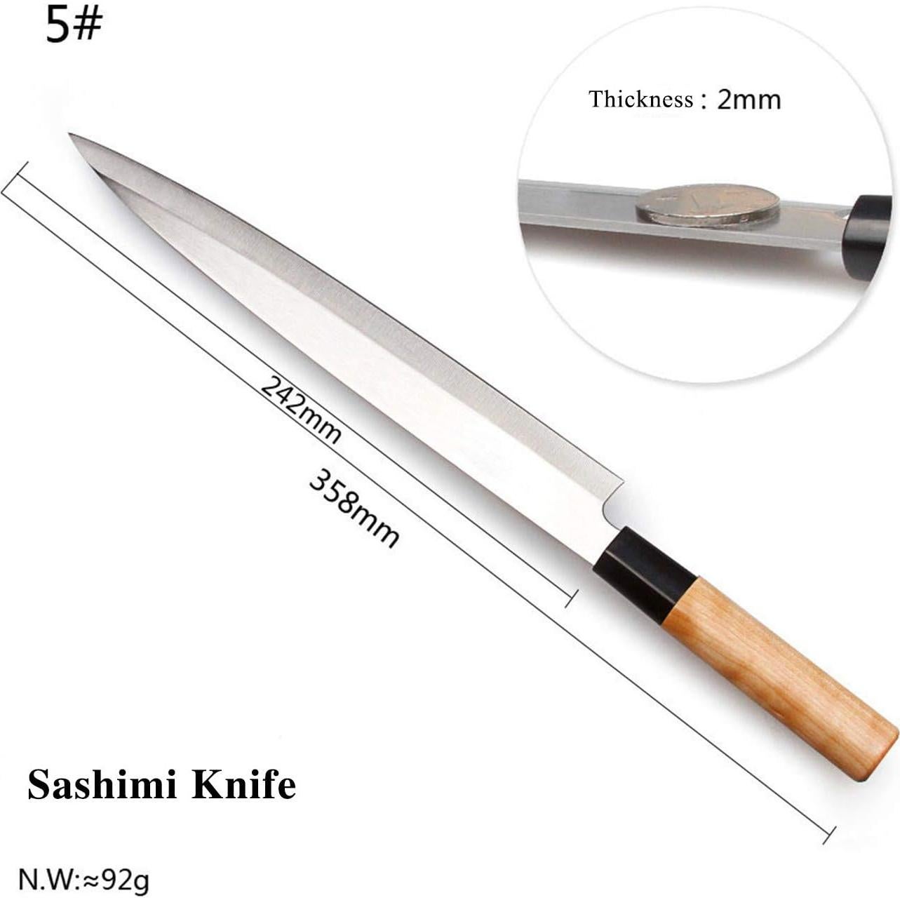 Set de 5 Cuchillos de Chef Waterboss - Sashimi, Santoku, Nakiri, Deba