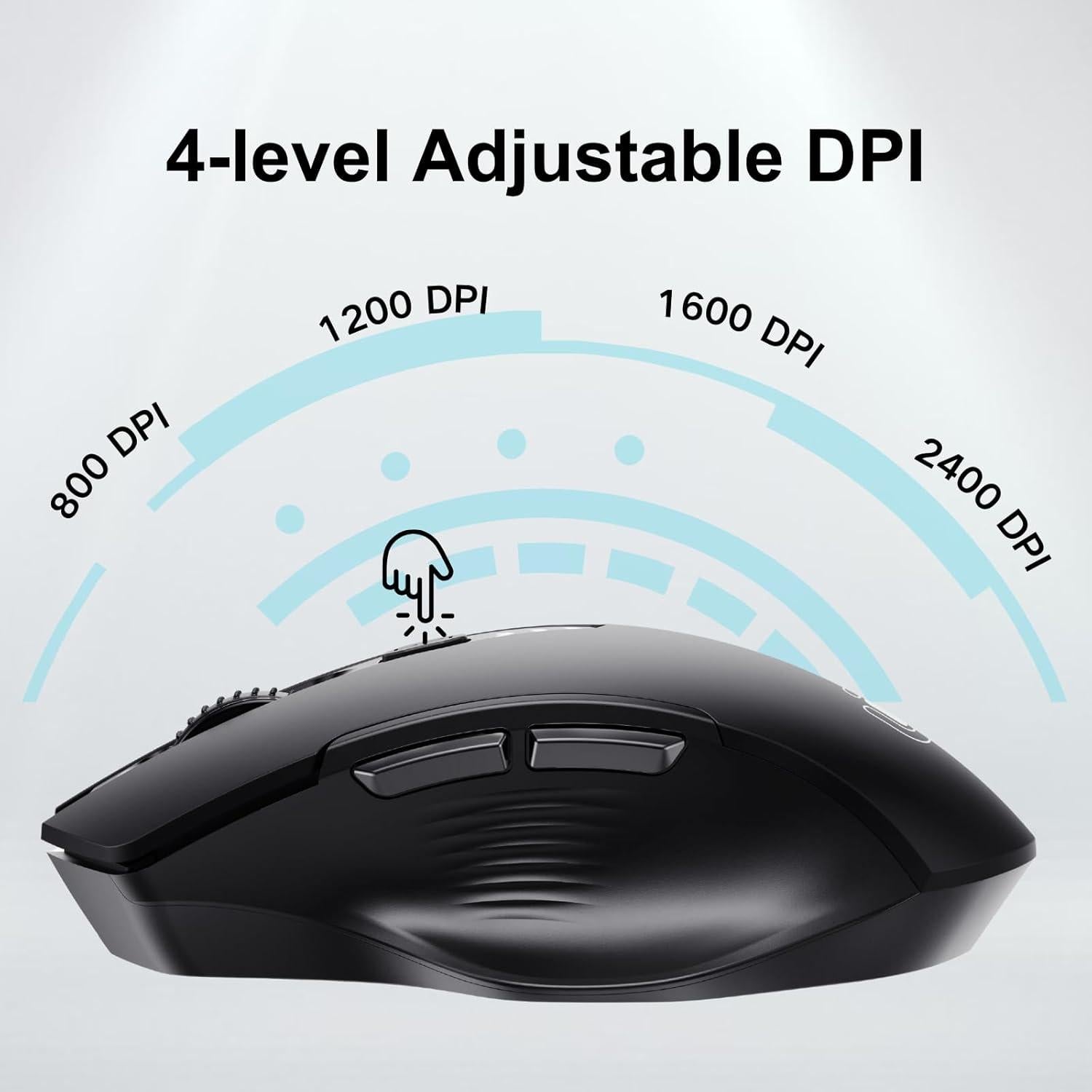 Ratón Inalámbrico Uineer Ergonómico Recargable 2.4GHz Negro