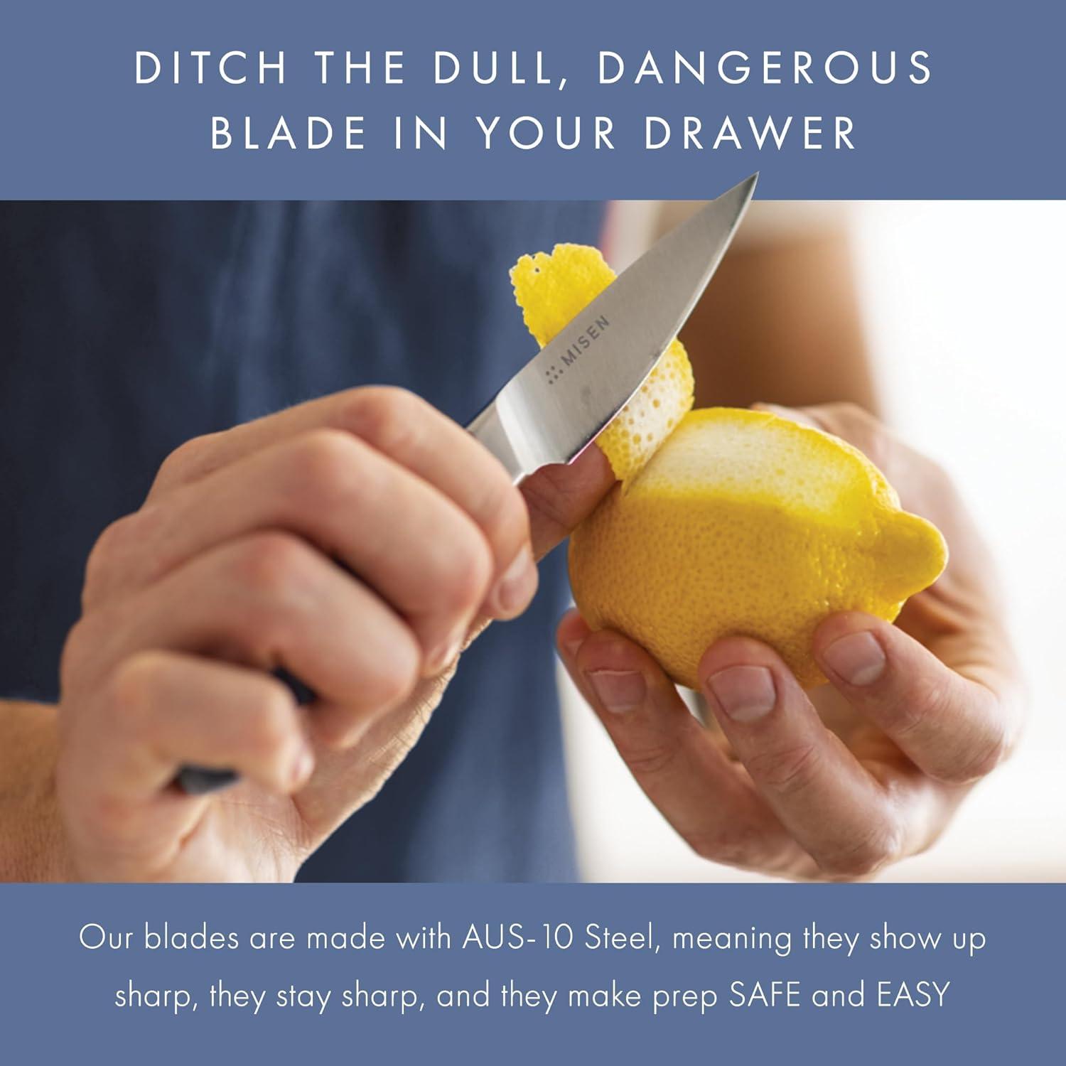 Cuchillo de Pelar Misen 8.89 cm Acero Inoxidable Azul Ergonómico