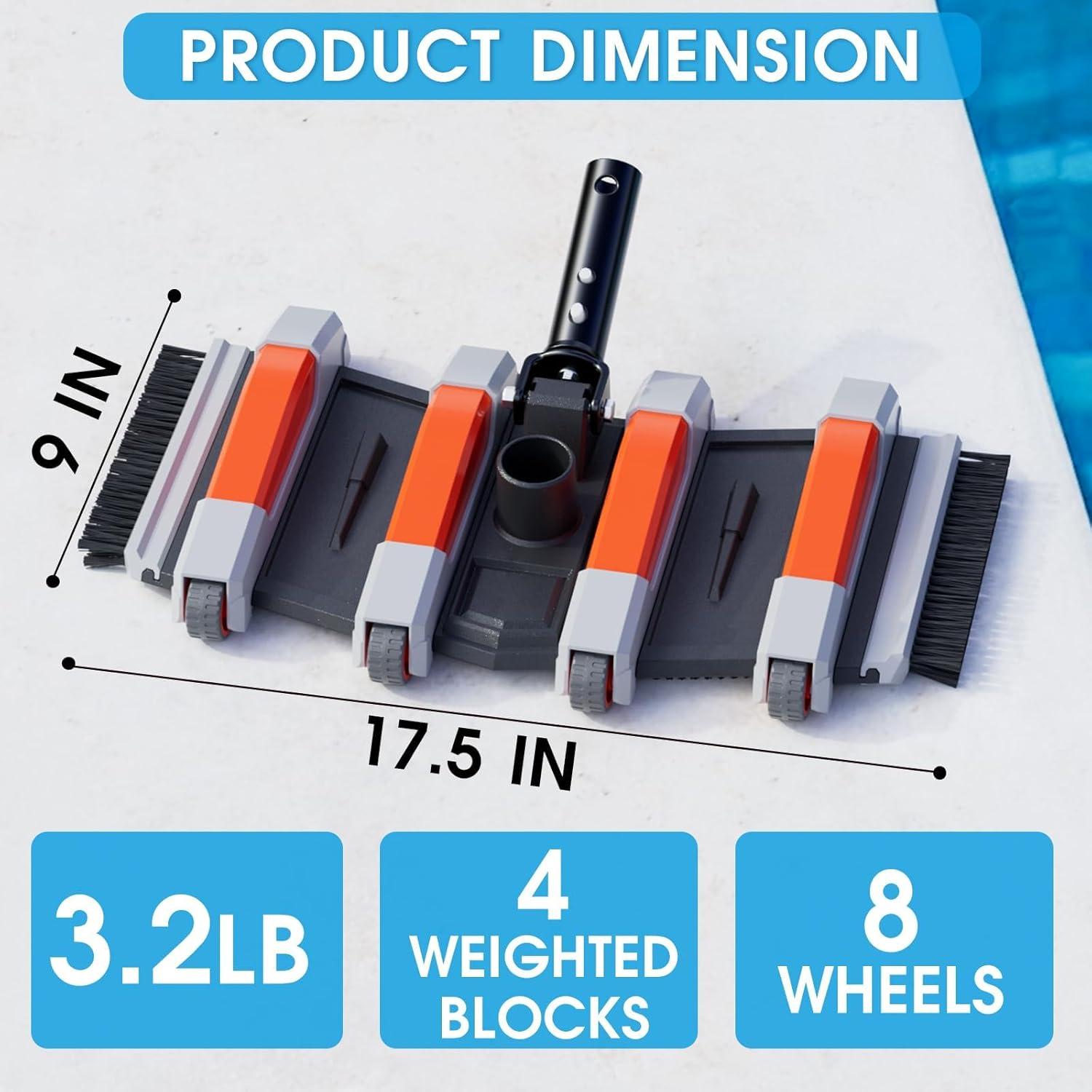 Cabezal de Vacío TidyMister 1.45KG con Mango Giratorio para Piscinas