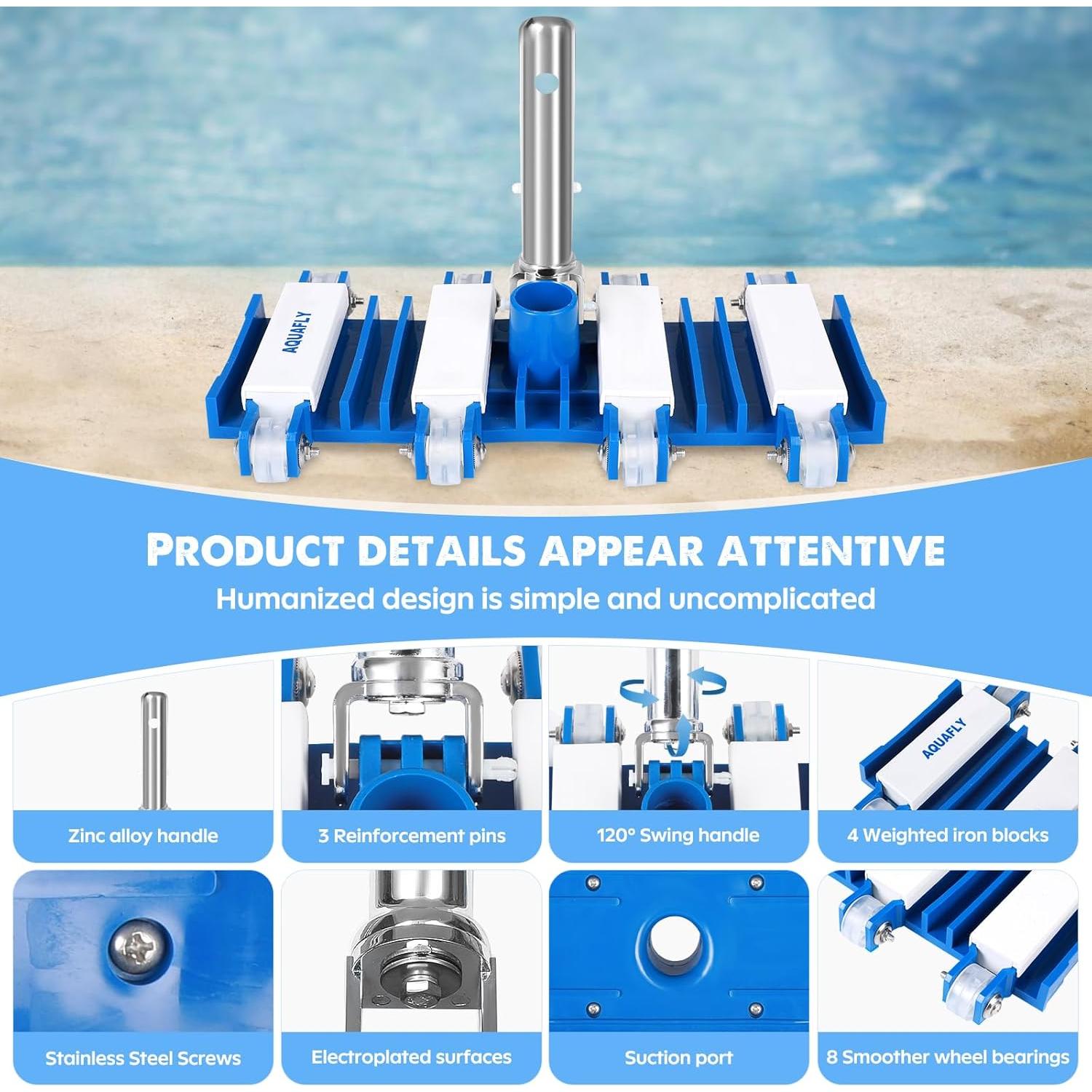 Cabezal de Aspiradora de Piscina Aquafly PVH-2 35x30cm Manual