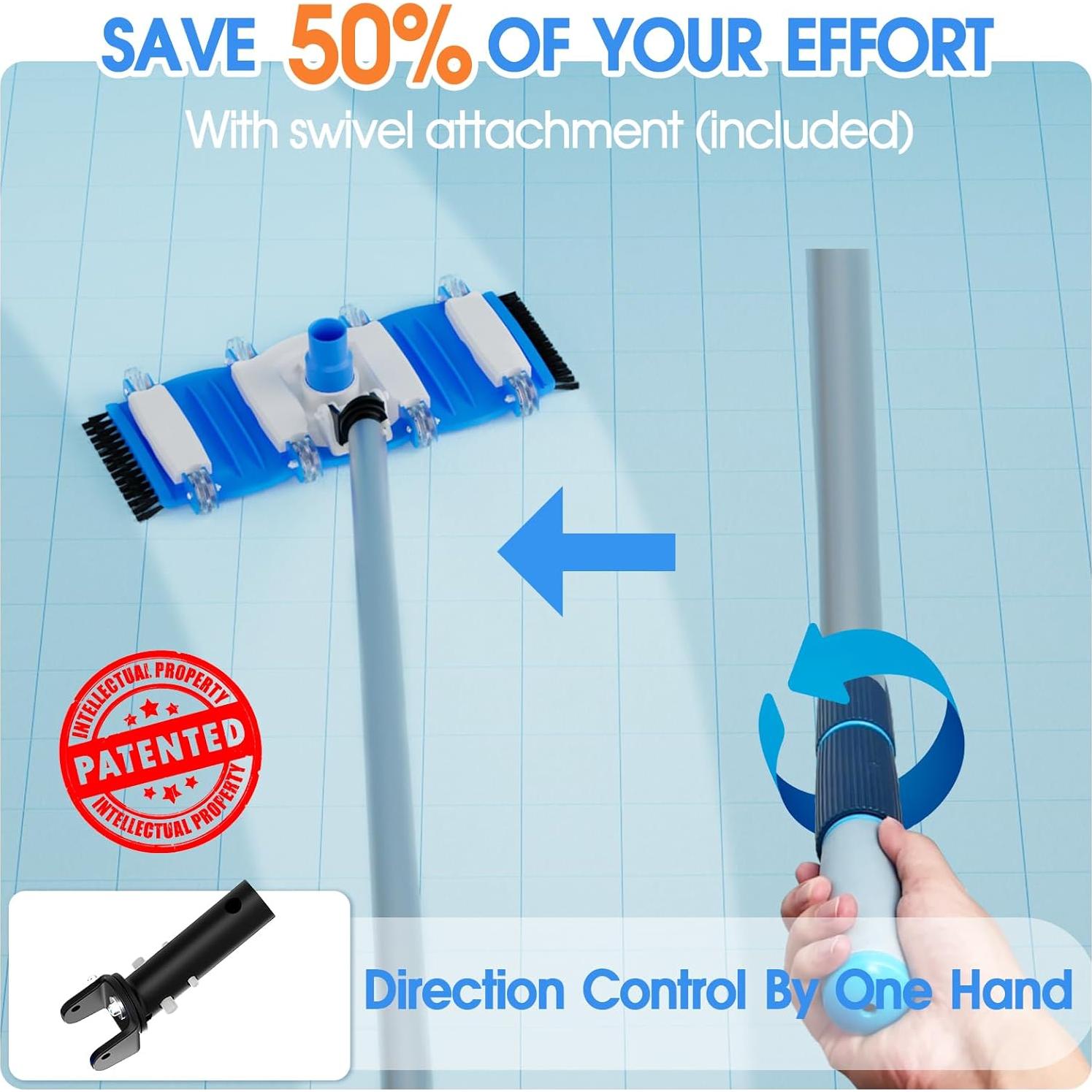 Cabezal de Vacío TidyMister 2025 para Piscina 40.64cm con Ruedas