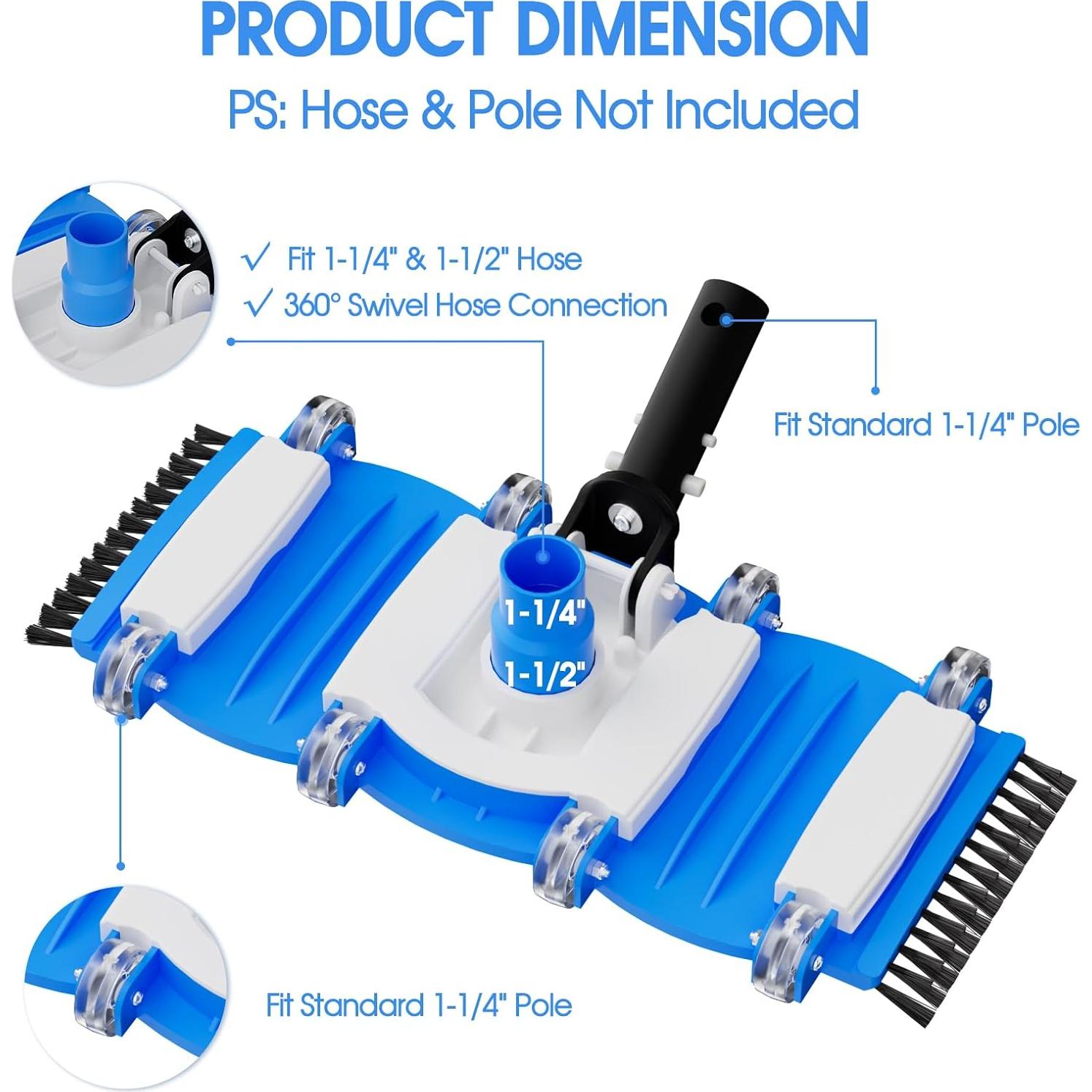 Cabezal de Vacío TidyMister 2025 para Piscina 40.64cm con Ruedas