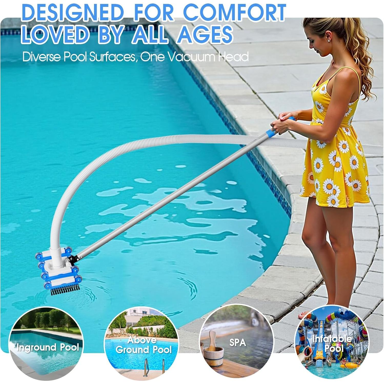 Cabezal de Vacío TidyMister 2025 para Piscina 40.64cm con Ruedas