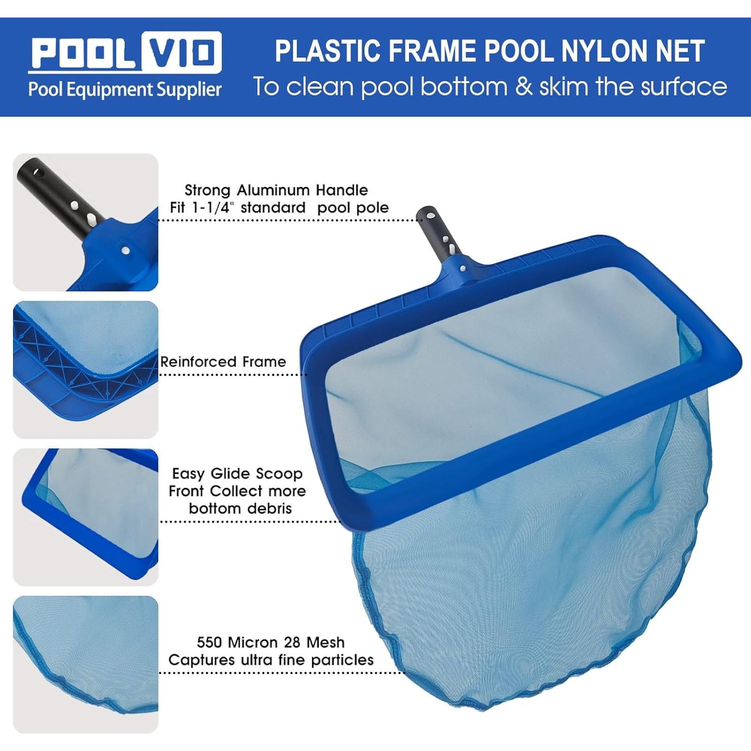 Red de Skimmer para Piscina Poolvio, Nylon Alta Resistencia 42.9x27.9cm