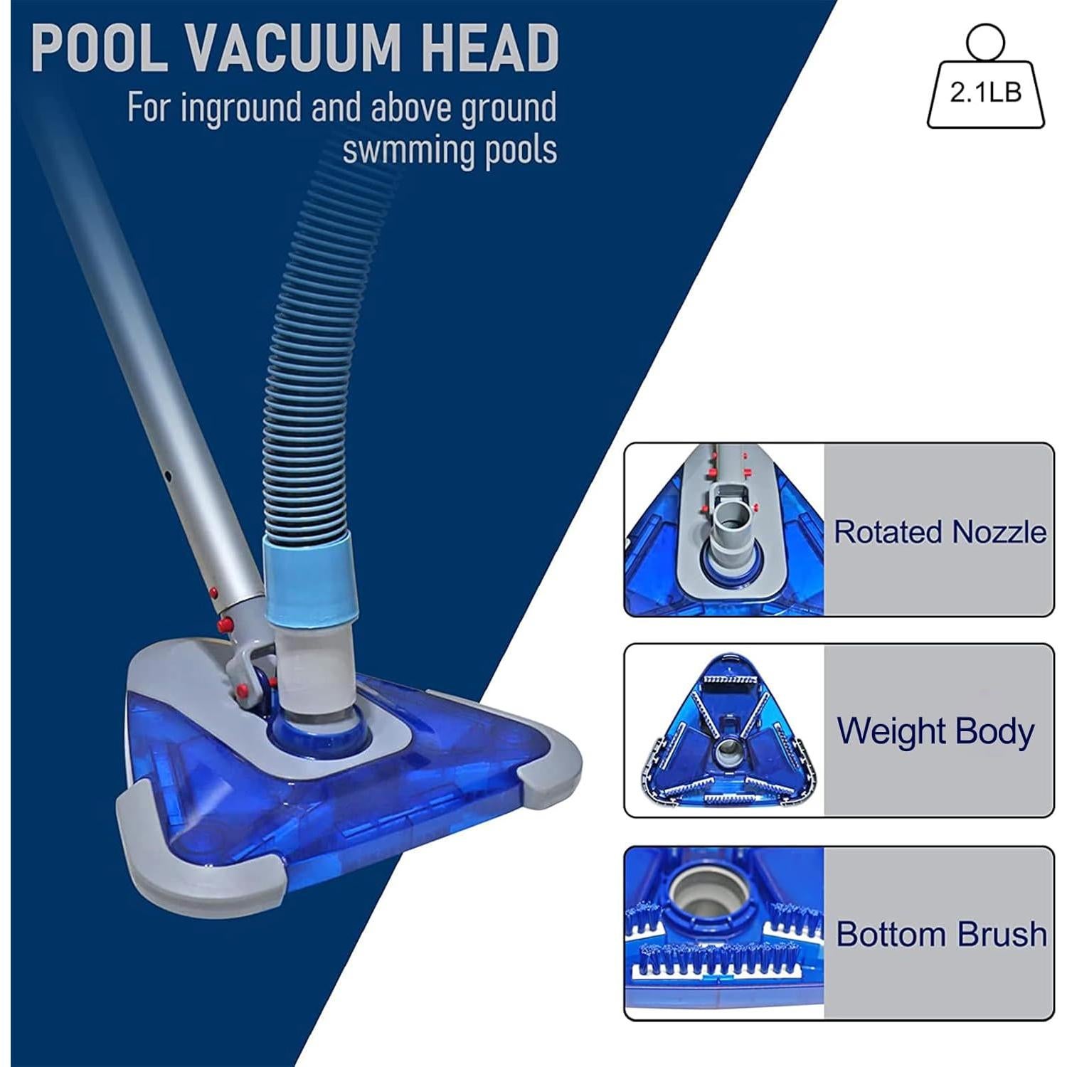 Manguera de Vacío para Piscina POOLWHALE 7.32m con Cabezal Triangular