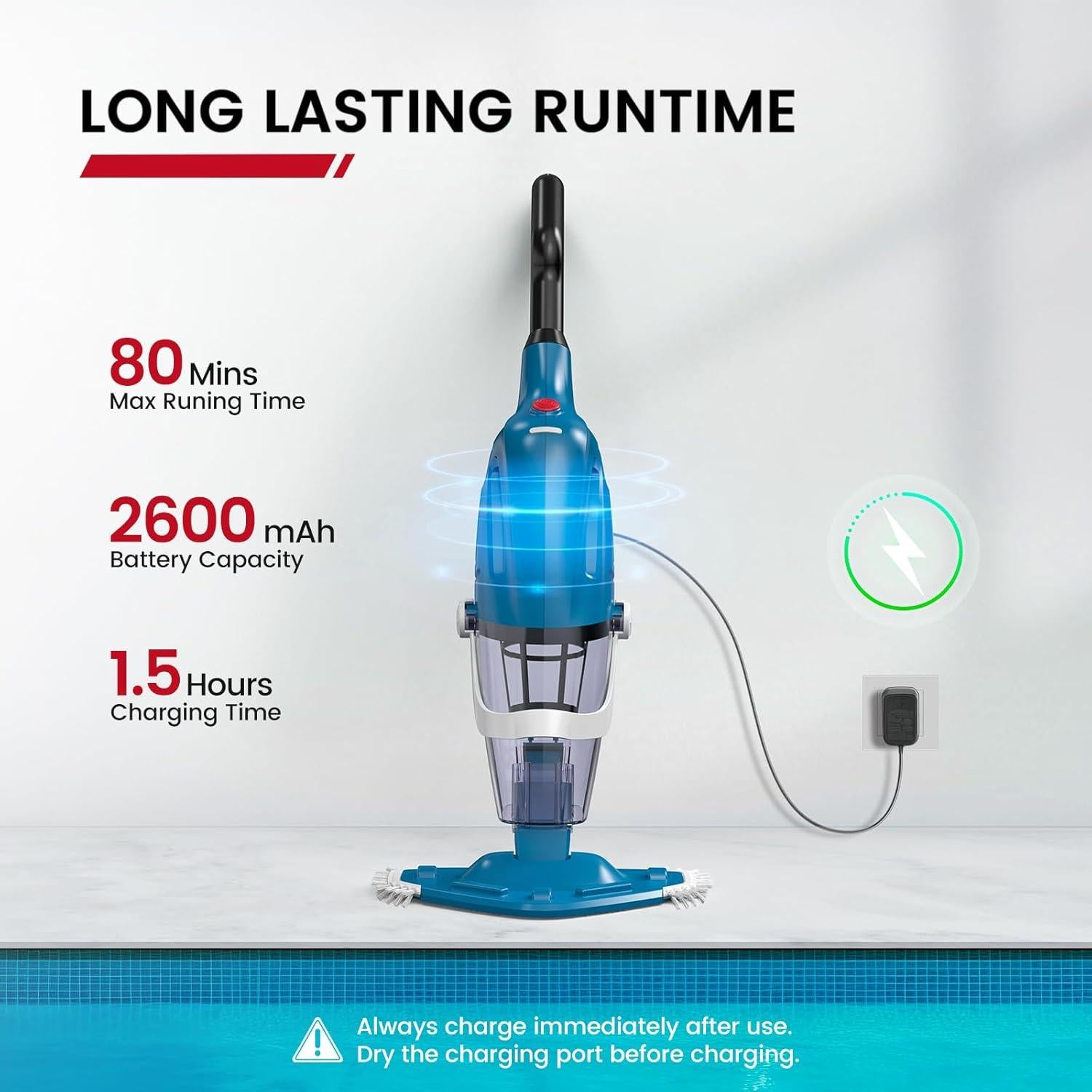 Aspiradora de piscina Enhulk PC40 inalámbrica 80 min 70.4 L/min