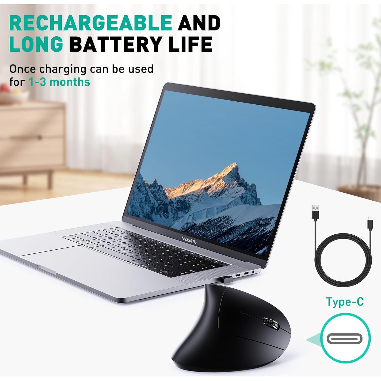 Ratón Inalámbrico Recargable JYKEYMOUT Vertical 1600 DPI