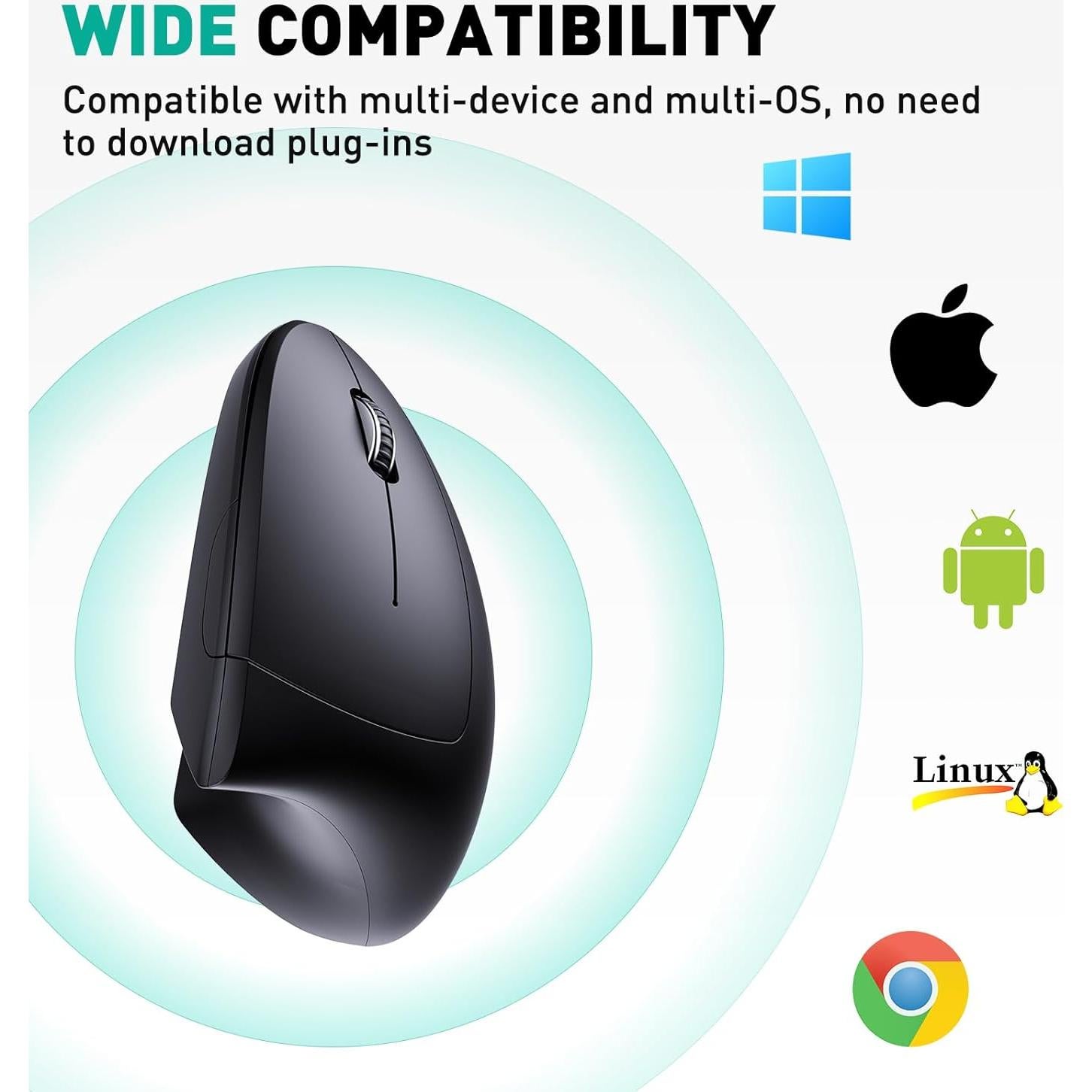 Ratón Inalámbrico Recargable JYKEYMOUT Vertical 1600 DPI