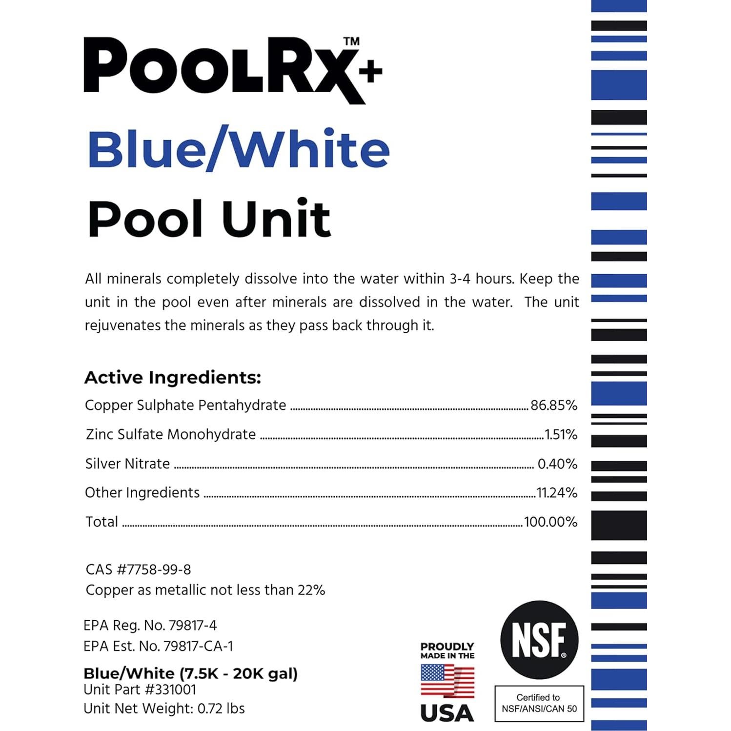 Algaecida para Piscinas PoolRx+ 7.5k-20k galones