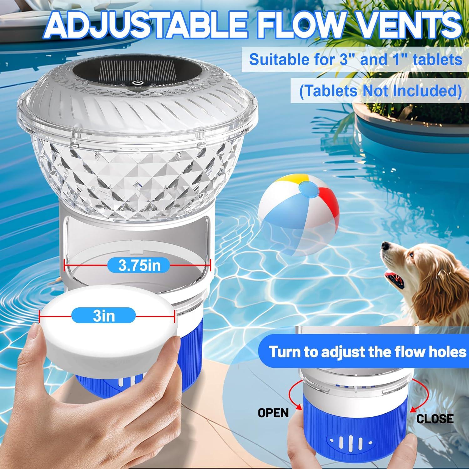 Flotador de Cloro Solar Chsuiwe con Luz Cambiante Azul