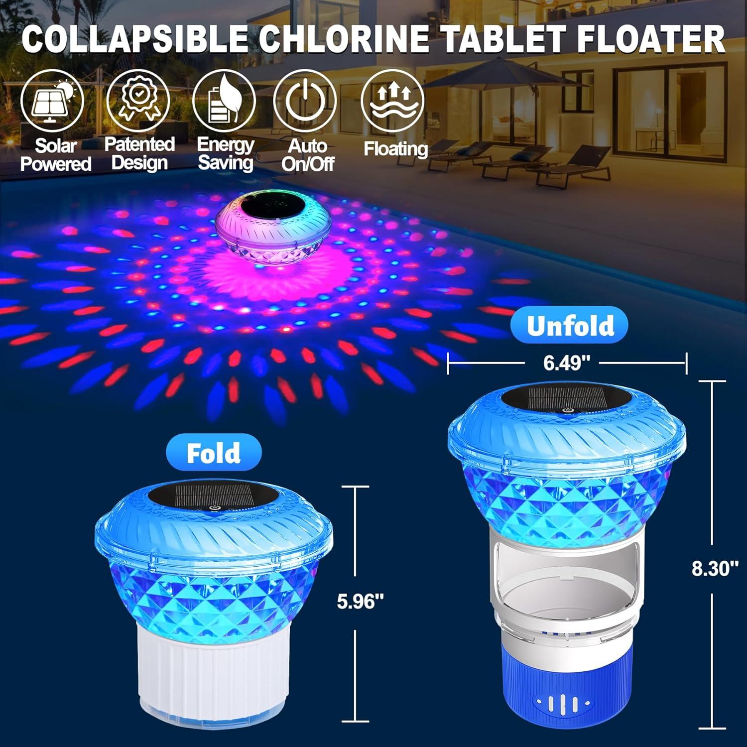 Flotador de Cloro Solar Chsuiwe con Luz Cambiante Azul