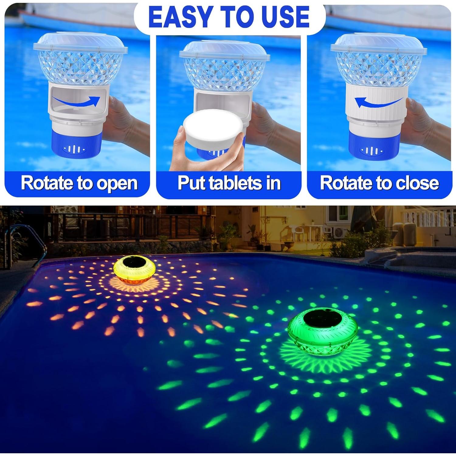 Flotador de Cloro Solar Chsuiwe con Luz Cambiante Azul