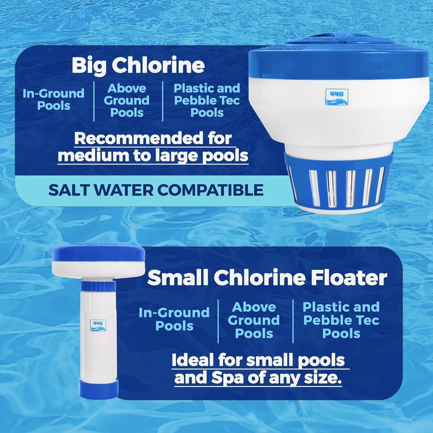 Dispensador de Cloro Flotante 440 para Piscina - Ajustable, 5 Pastillas