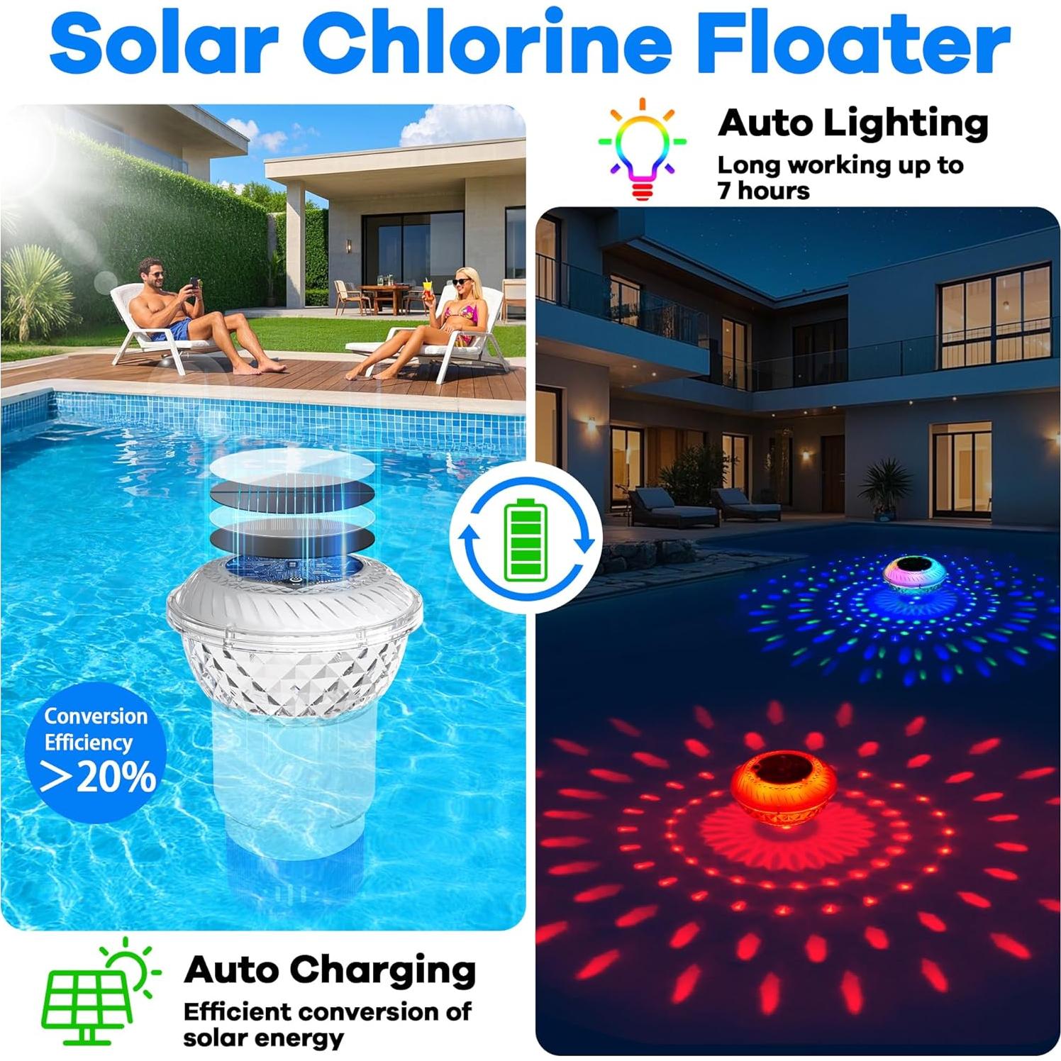 Flotador de Cloro LanSuper con Luz Marquee 2025 - Ajustable