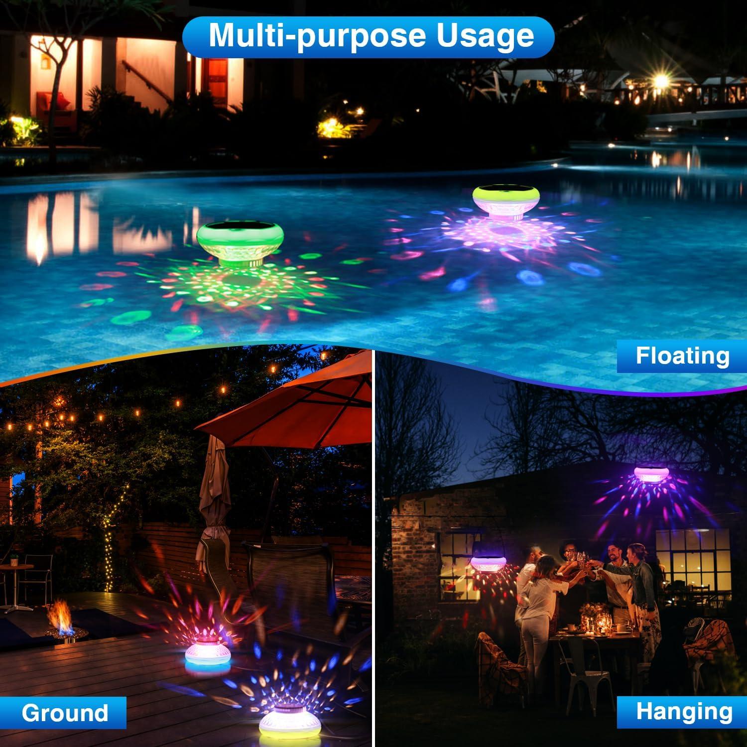 Luces Flotantes para Piscina QOLNBY 2 Paquete IP68 2600mAh