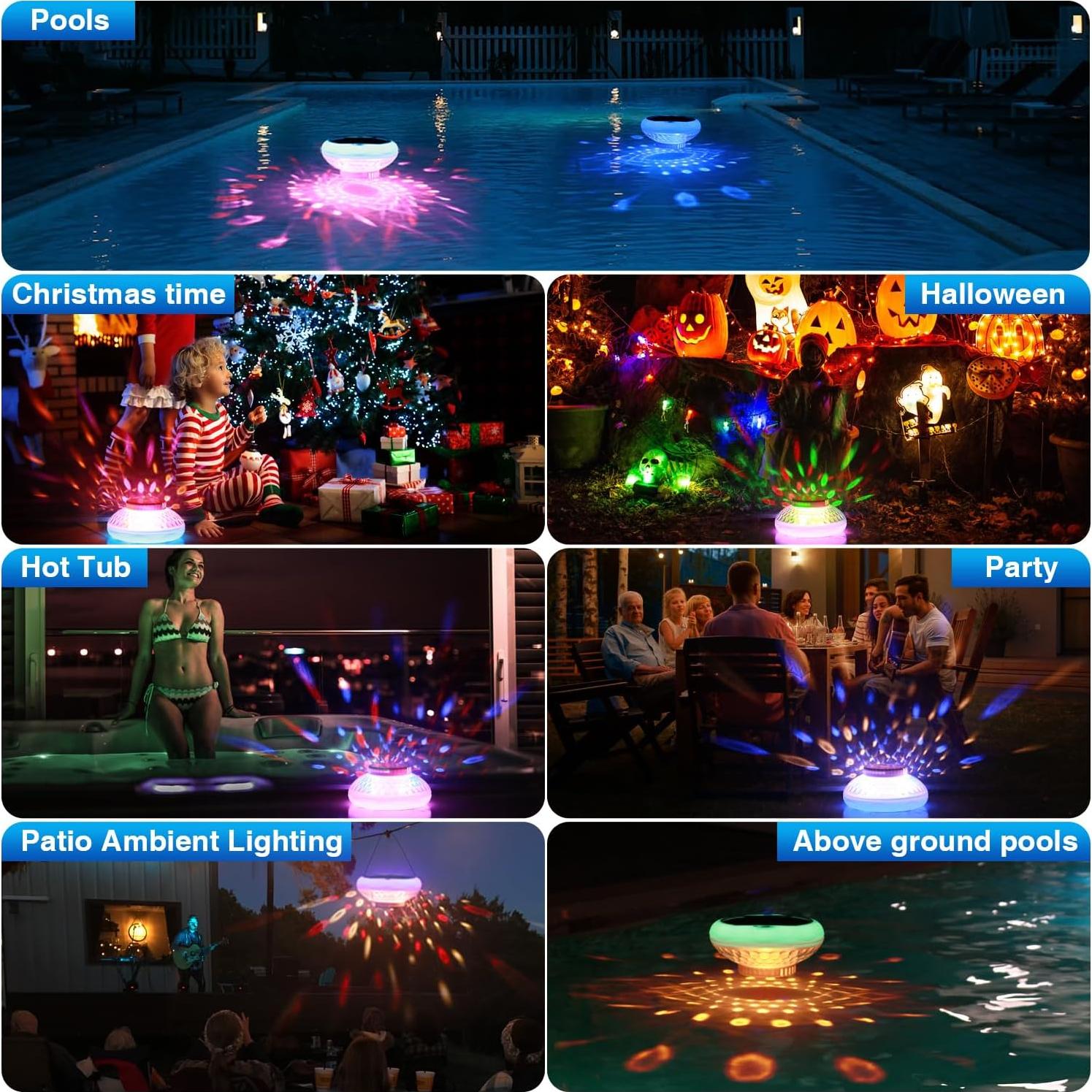 Luces Flotantes para Piscina QOLNBY 2 Paquete IP68 2600mAh