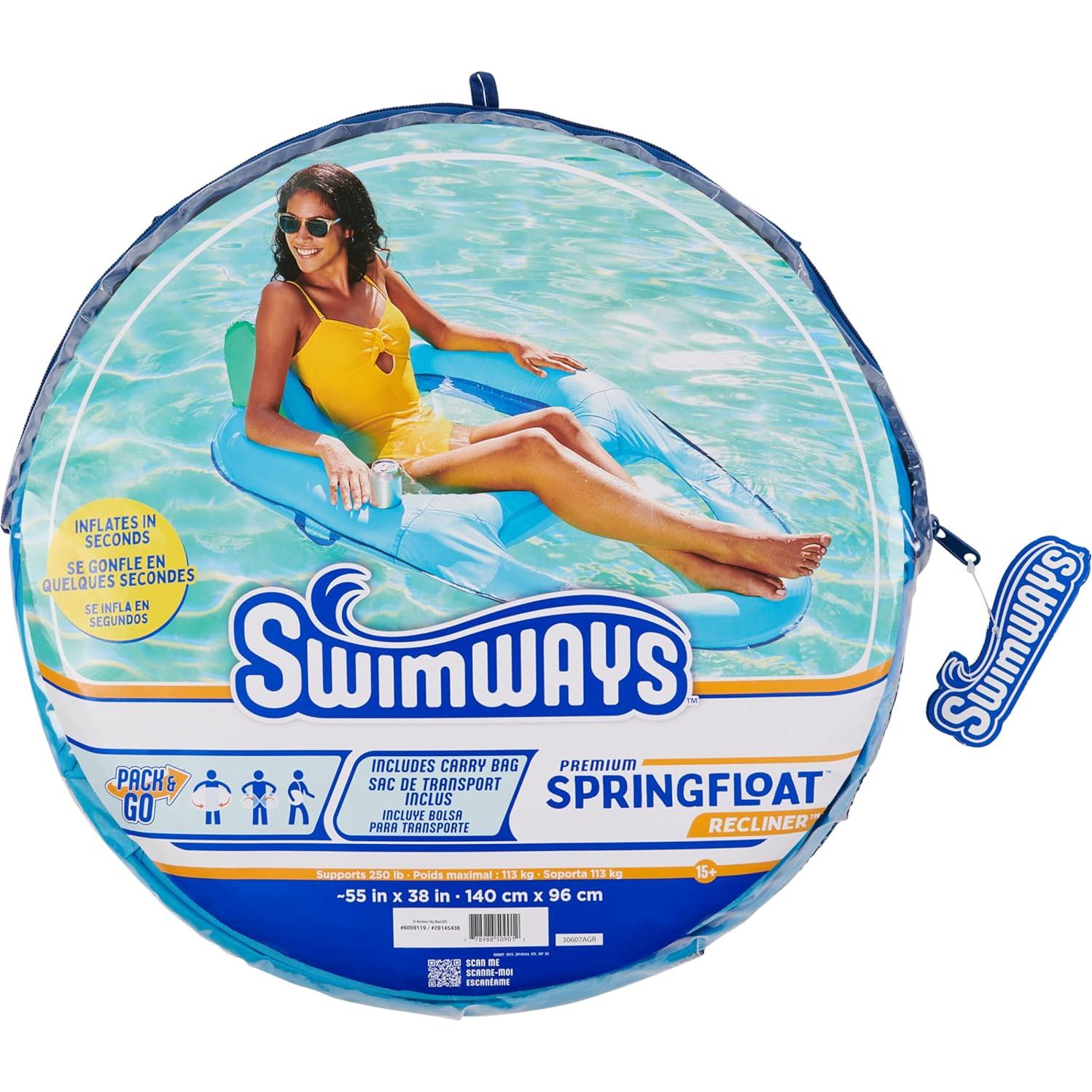 Flotador Inflable SwimWays Premium Recliner Azul 140x97 cm