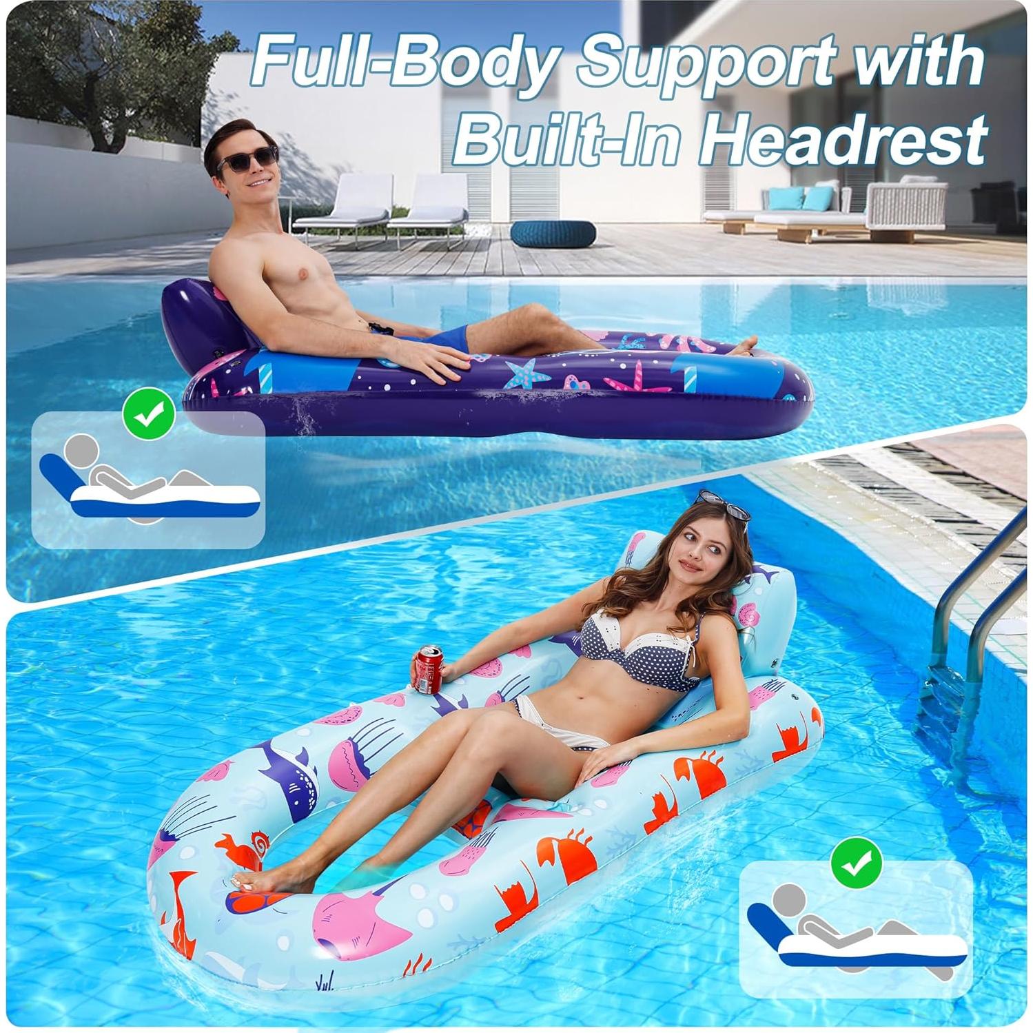 Flotadores de Piscina Adulto PuppyuWill 2 Paquete Extra Grande