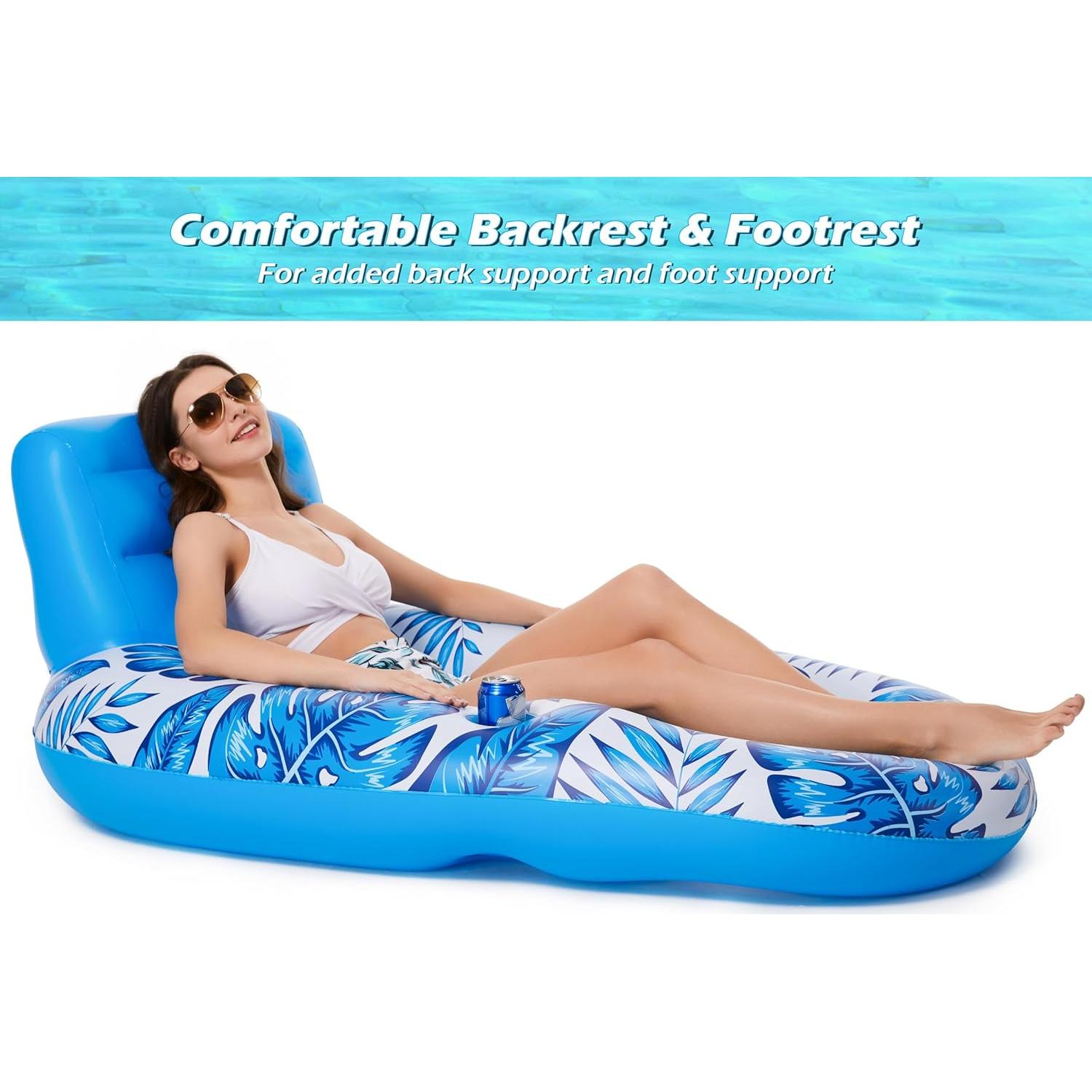 Flotador Inflable Jasonwell para Adultos con Portavasos - Azul