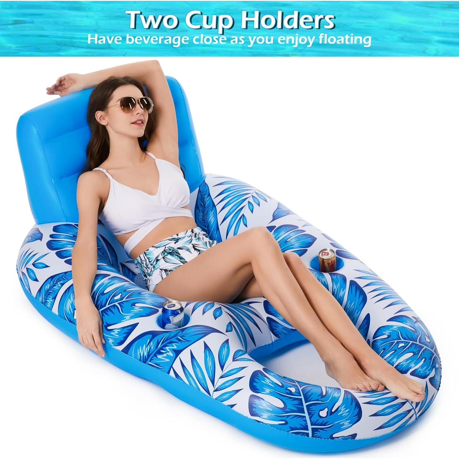 Flotador Inflable Jasonwell para Adultos con Portavasos - Azul