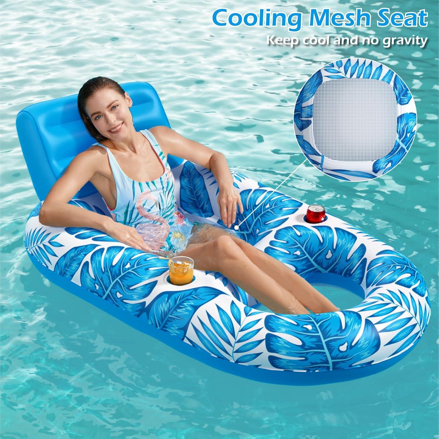 Flotador Inflable Jasonwell para Adultos con Portavasos - Azul