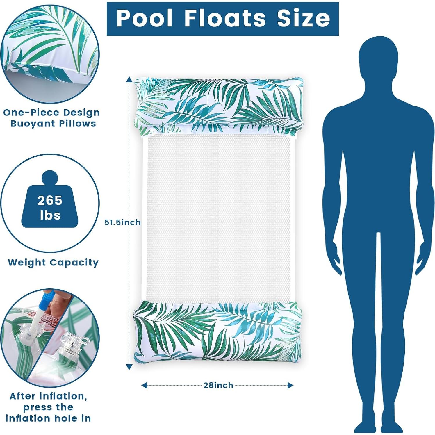 Flotadores de piscina Tavaleu 4 en 1, paquete de 2, 132 cm