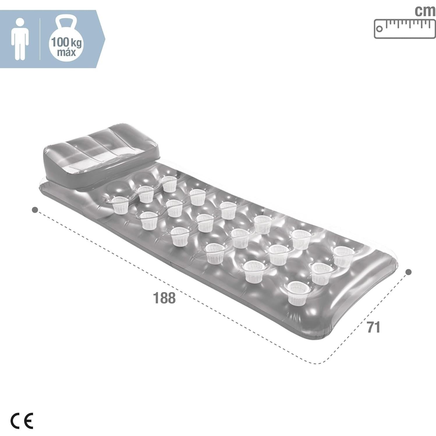 Flotador Inflable Intex Suntanner 18 Bolsillos 1 Persona