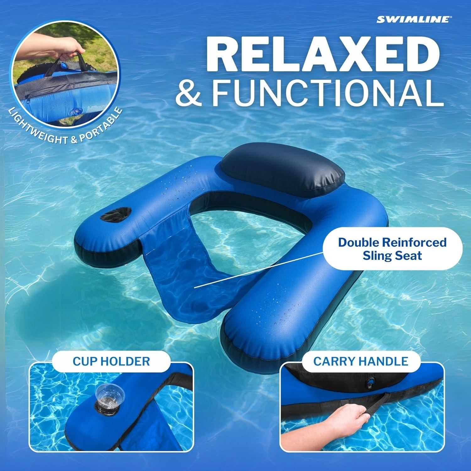 Sillón Inflable Swimline U-Cubierto Tela con Portavasos 81x63cm