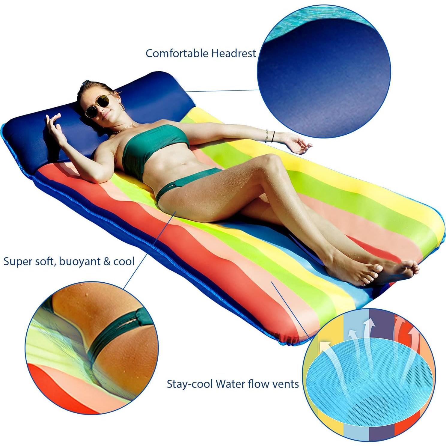 Flotador de piscina FindUWill XL 183x94 cm Rayas Coloridas