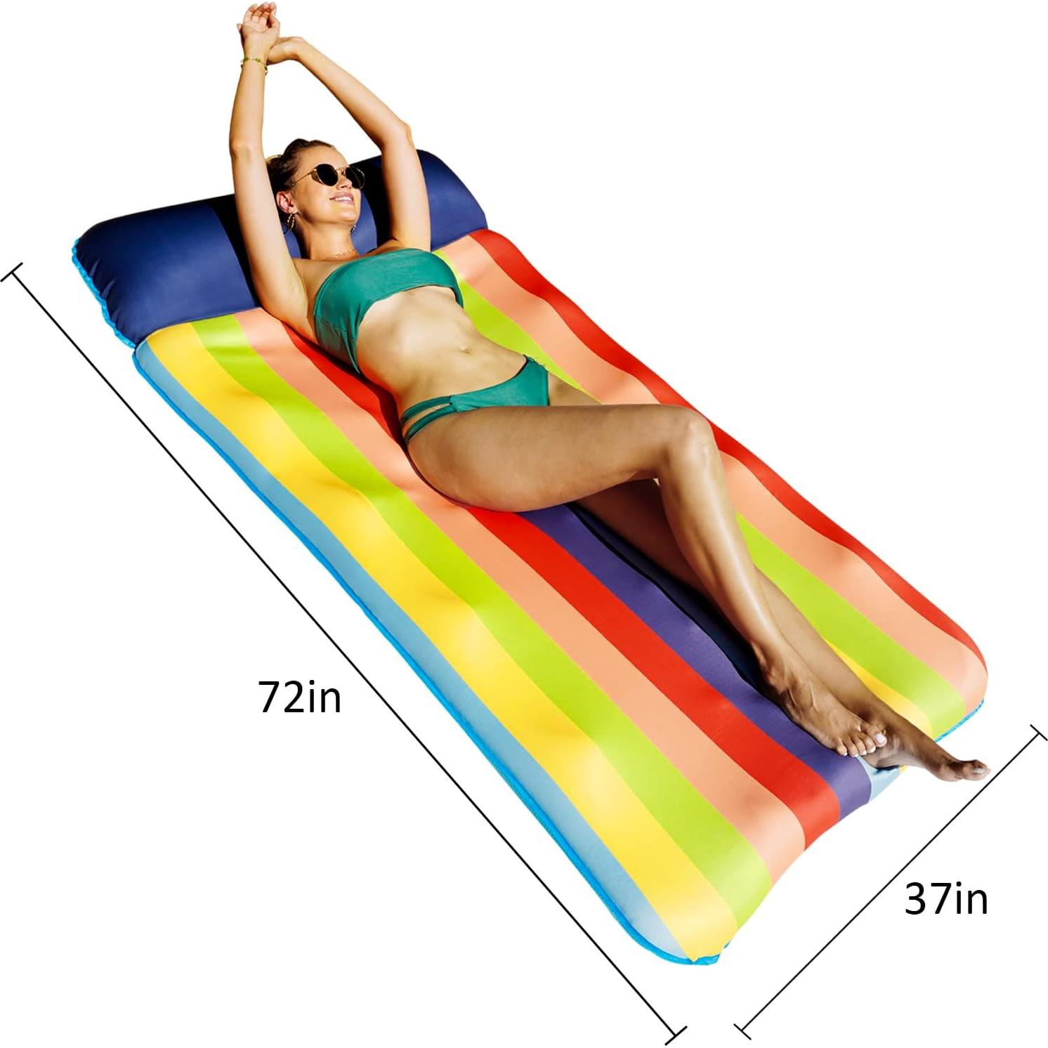 Flotador de piscina FindUWill XL 183x94 cm Rayas Coloridas