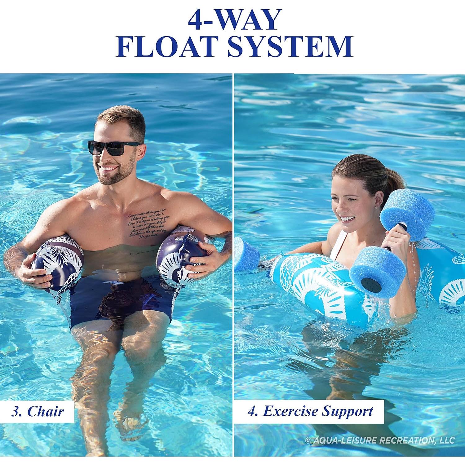 Hamaca de piscina Aqua LEISURE 4-en-1, 2 unidades, Azul