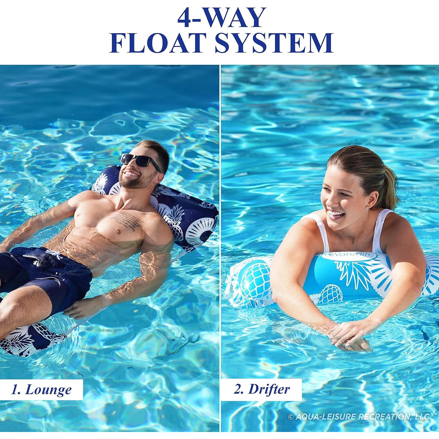 Hamaca de piscina Aqua LEISURE 4-en-1, 2 unidades, Azul