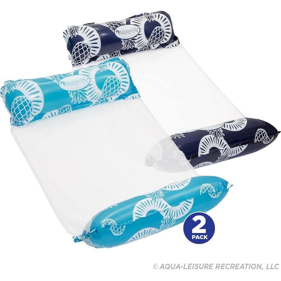 Hamaca de piscina Aqua LEISURE 4-en-1, 2 unidades, Azul