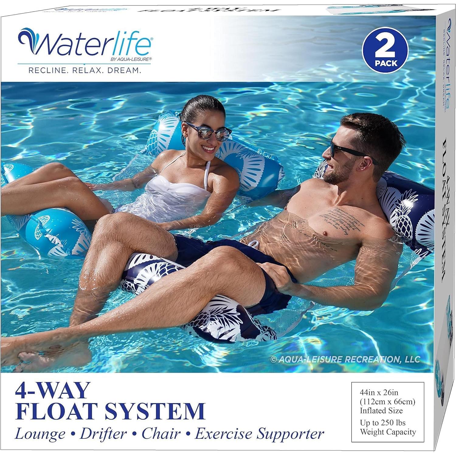 Hamaca de piscina Aqua LEISURE 4-en-1, 2 unidades, Azul