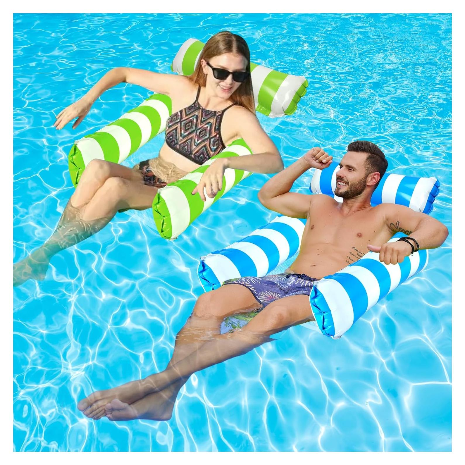 2 Flotadores Inflables TIWISSES 4 en 1 para Piscina Azul/Verde