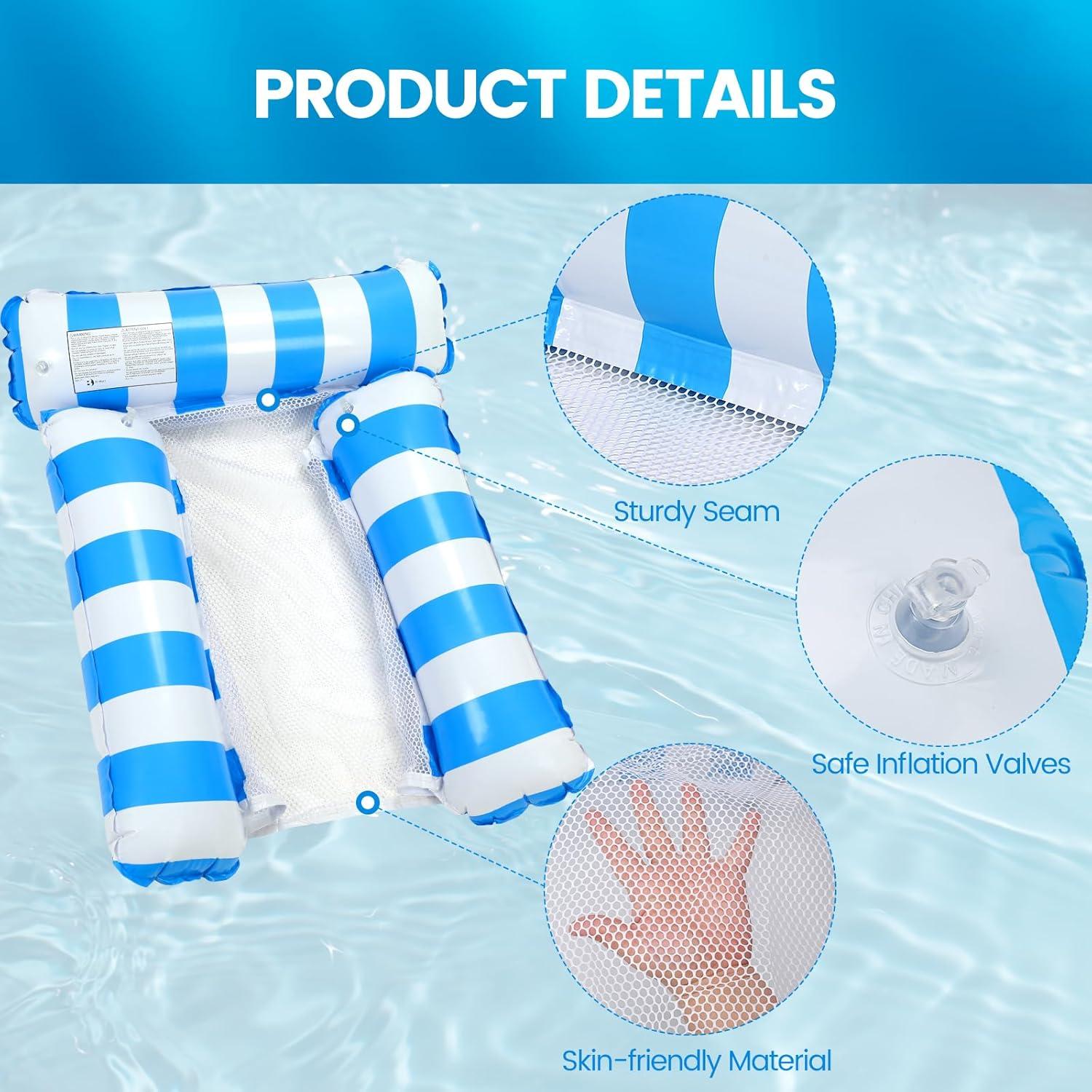 2 Flotadores Inflables TIWISSES 4 en 1 para Piscina Azul/Verde
