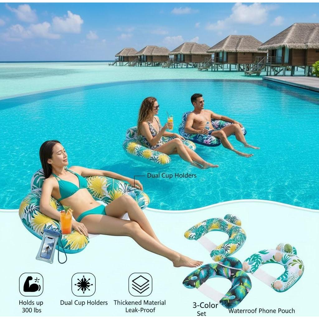 Paquete de 3 Flotadores Inflables Lluvia Auspiciosa con Portavasos