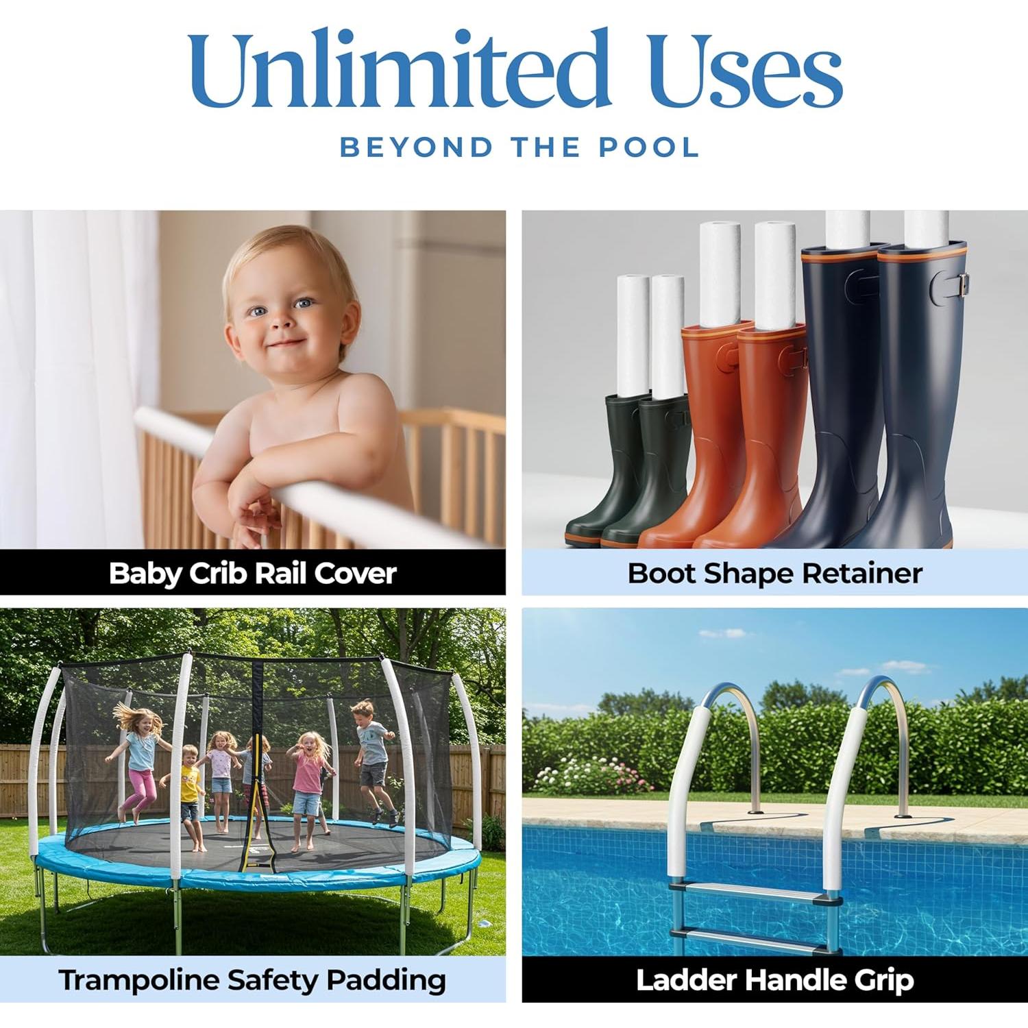 Noodles de Espuma Blanca para Piscina Play22 - Paquete de 6