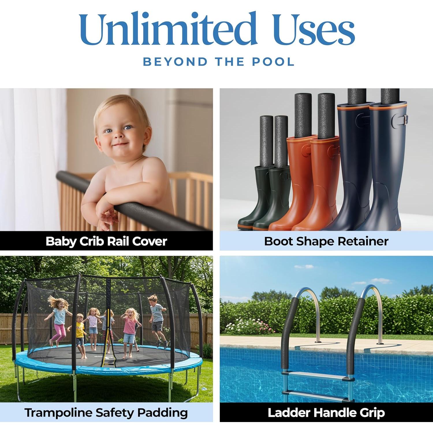 Fideos de Piscina de Espuma Play22 - Paquete de 6 Negros 121.92 cm