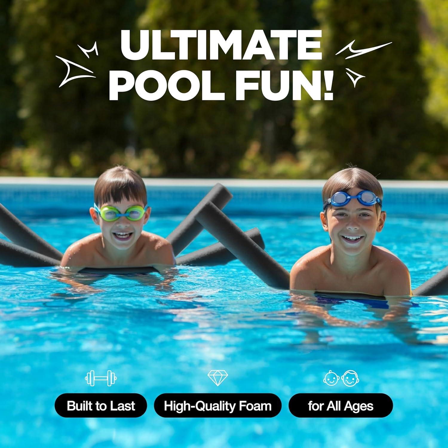 Fideos de Piscina de Espuma Play22 - Paquete de 6 Negros 121.92 cm