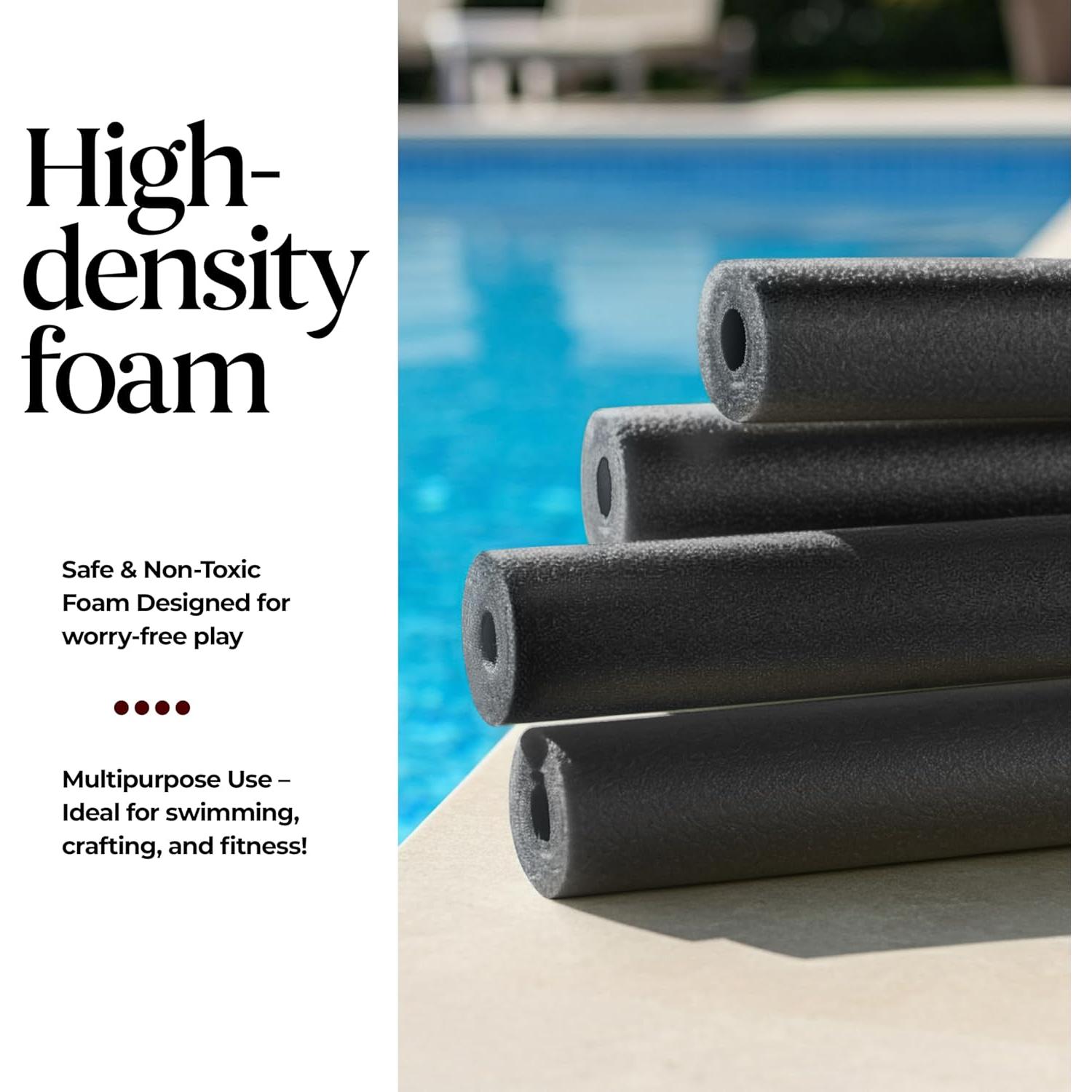 Fideos de Piscina de Espuma Play22 - Paquete de 6 Negros 121.92 cm