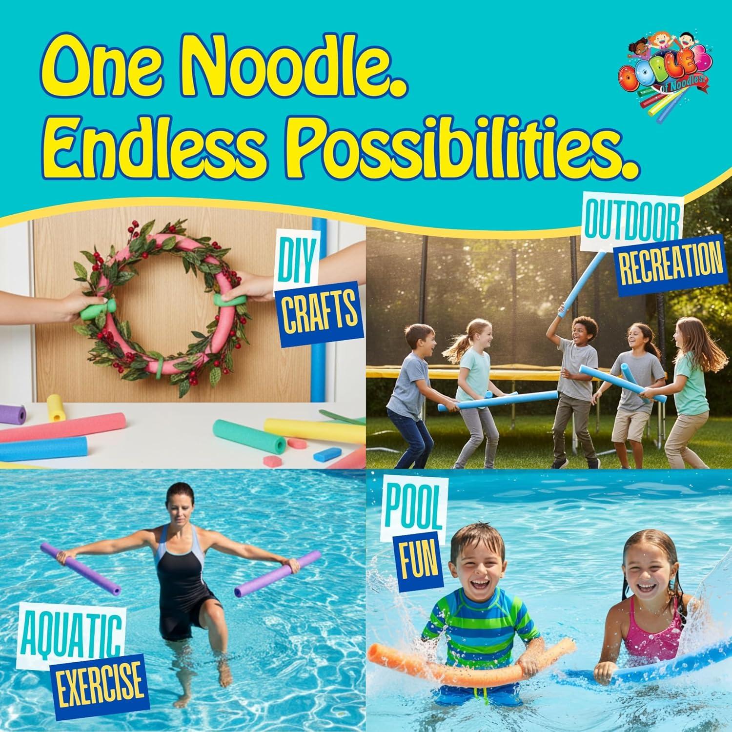 Fideos de Piscina Oodles de Fideos Negros - Paquete de 12 - 122 cm