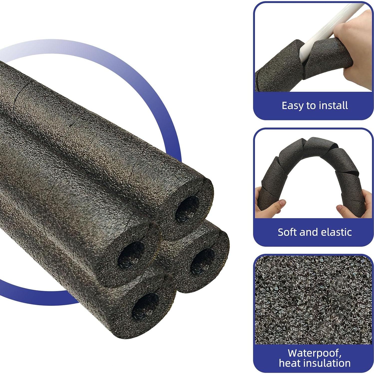 Paquete de 4 tubos de aislamiento QQKISSSKY 39.88 cm negro