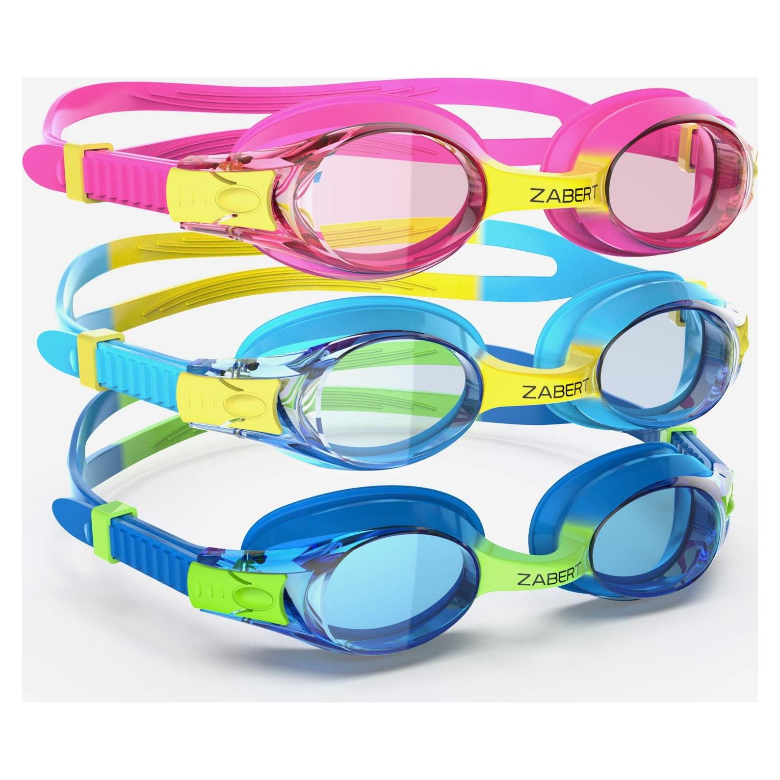 Paquete de 3 Gafas de Natación ZABERT K20 para Niños 3-10 Años