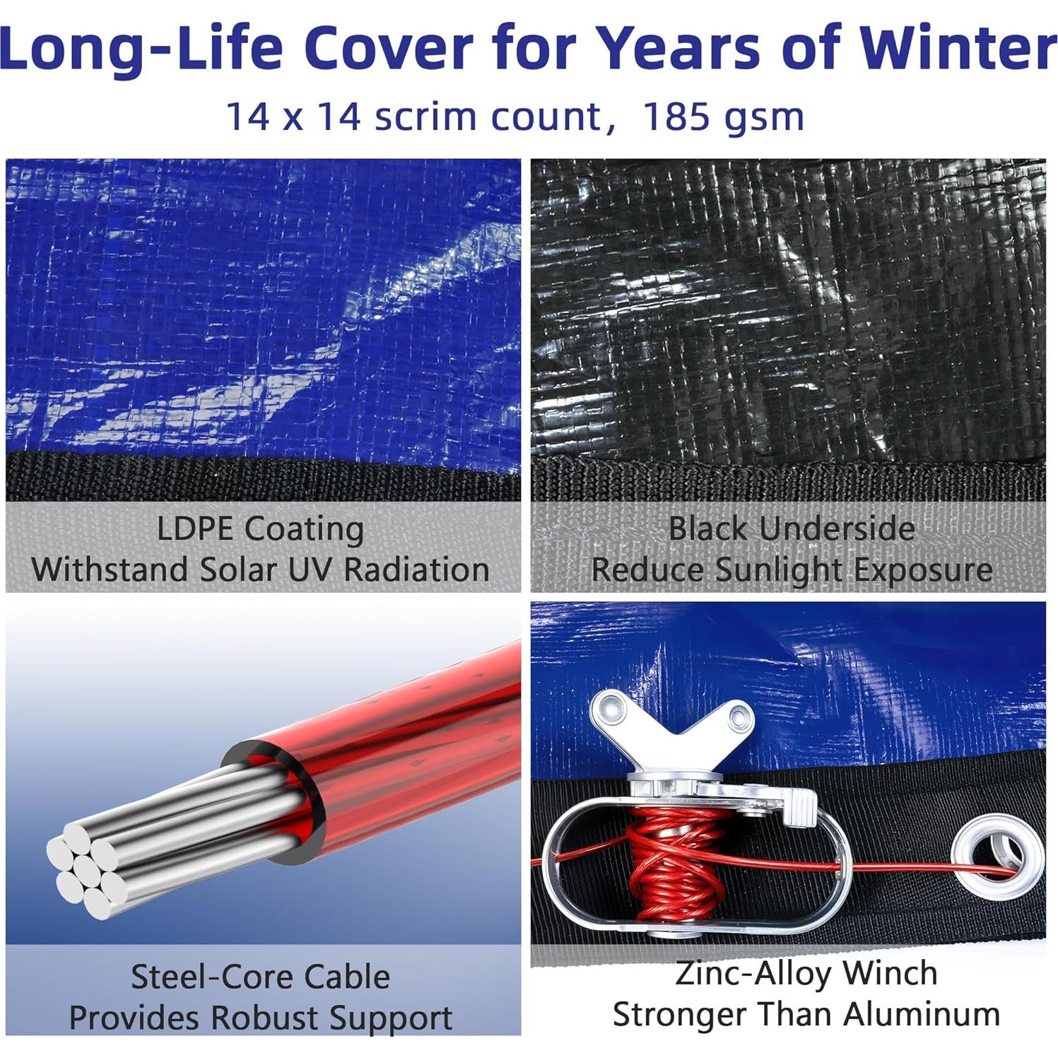 Cubierta de piscina redonda POOLACC 7.32m invierno UV