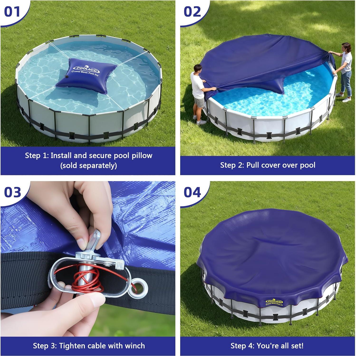 Cubierta de piscina redonda POOLACC 7.32m invierno UV