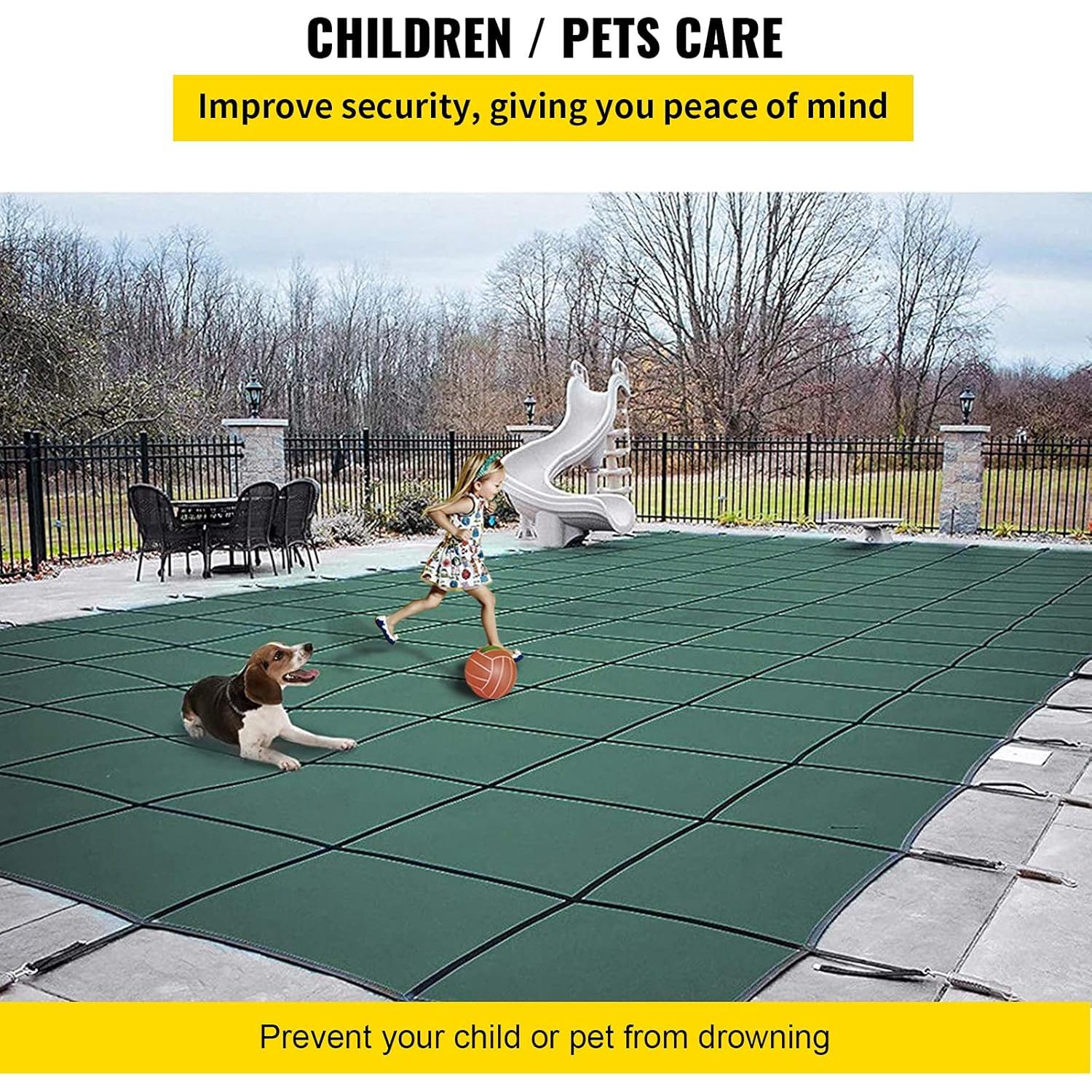 Cubierta de Seguridad para Piscina VEVOR 5.49x10.97m Verde