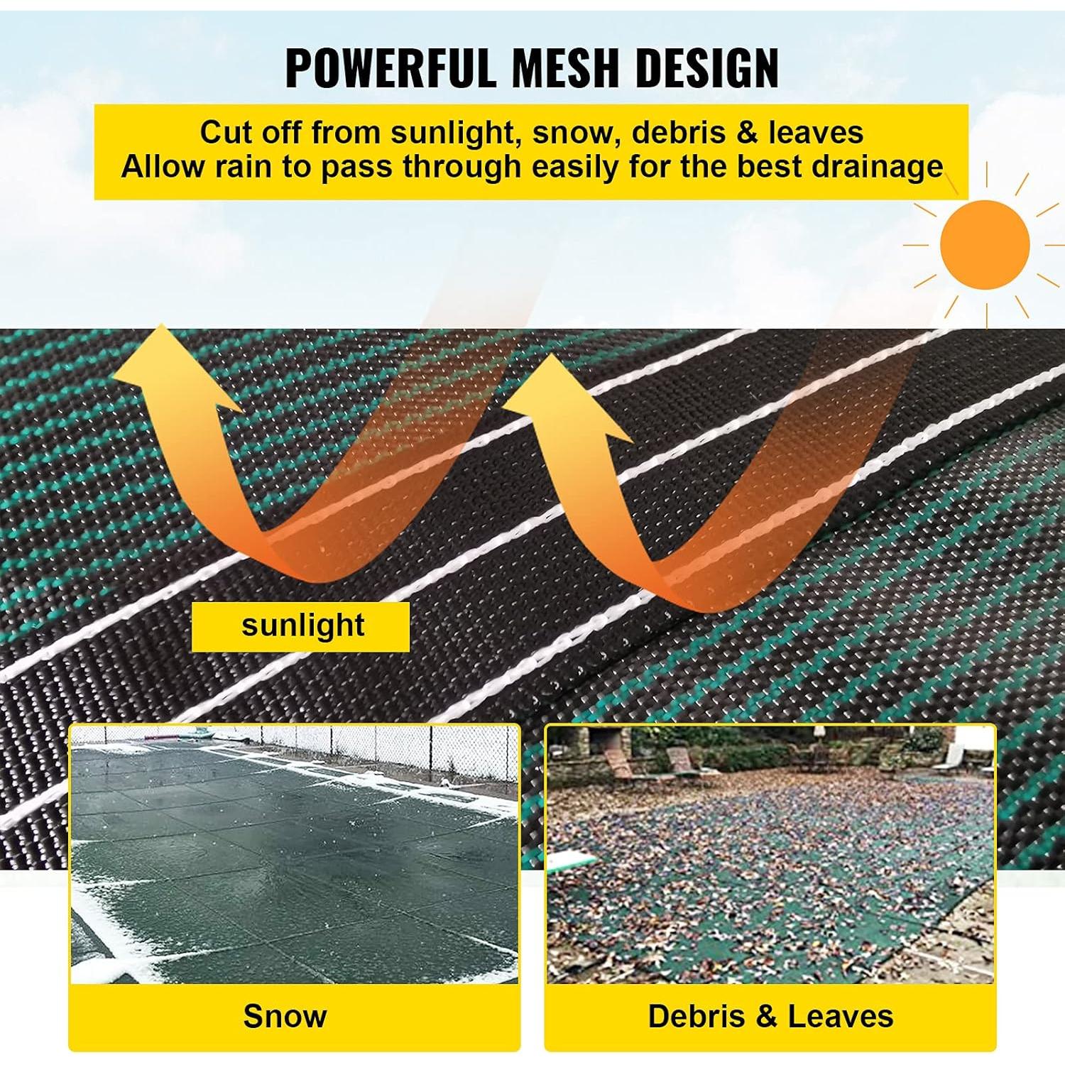 Cubierta de Seguridad para Piscina VEVOR 5.49x10.97m Verde